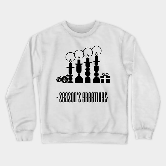 Modern Christmas Greetings in black and white, showing the four advent candles, gift and Christmas decoration Crewneck Sweatshirt by marina63